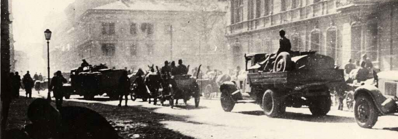 Přehlídka rudé armády po osvobození města Olomouc 1945