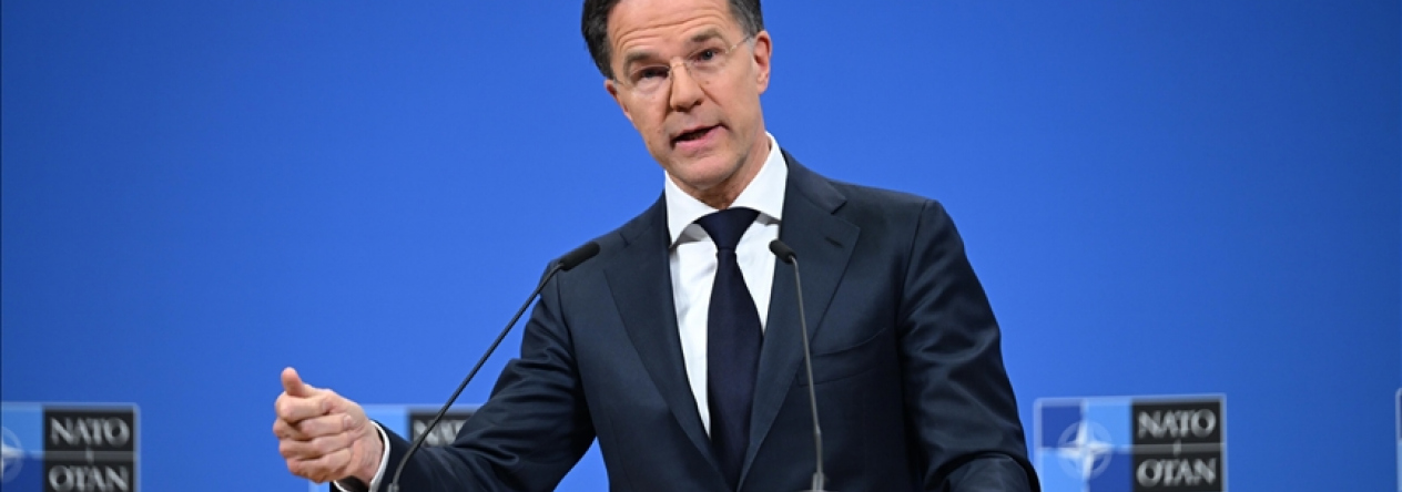 Generální tajemník NATO Mark Rutte při vystoupení k výroční zprávě Aliance o obranných investicích členských států.