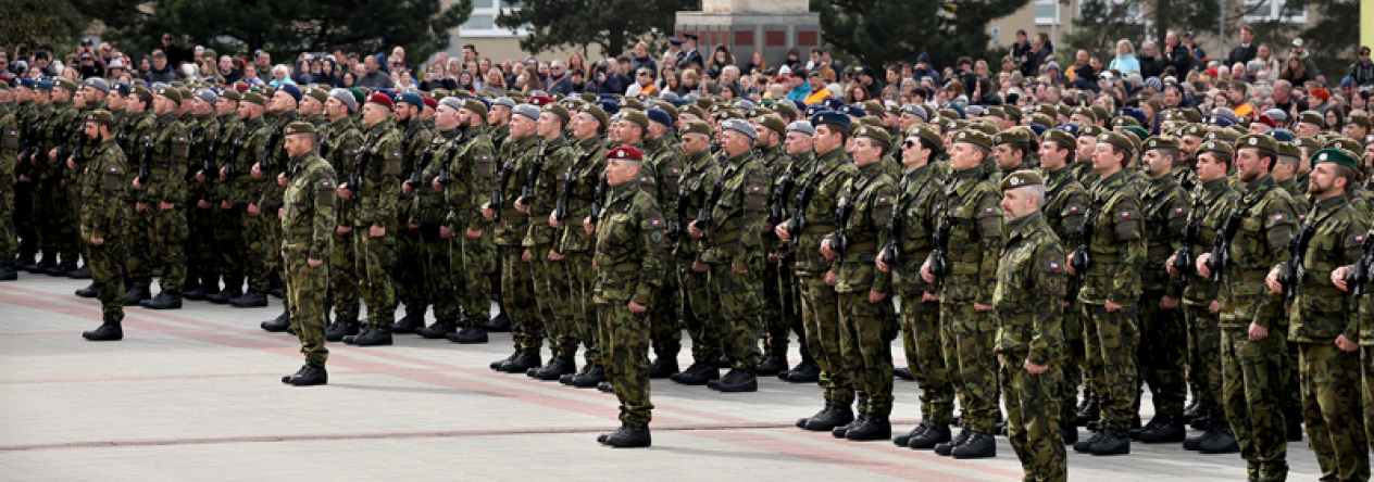 Vojáci Armády České republiky nastoupení na nástupu ve Vyškově