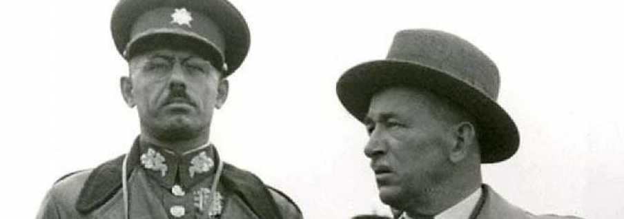 Vojtěch Boris Luža s prezidentem republiky Edvardem Benešem na manévrech československé branné moci v listopadu 1937