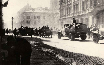 Přehlídka rudé armády po osvobození města Olomouc 1945