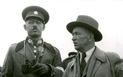Vojtěch Boris Luža s prezidentem republiky Edvardem Benešem na manévrech čs. branné moci v listopadu 1937