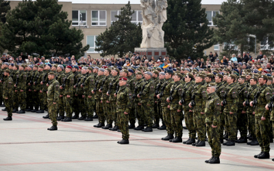 Vojáci Armády České republiky nastoupení na nástupu ve Vyškově