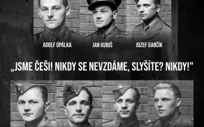 Portréty sedmi československých parašutistů, kteří 18. června 1942 svedli poslední boj v chrámu svatých Cyrila a Metoděje.