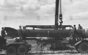 R-11M / Scud A při ostrých střelbách 311. těžké dělostřelecké brigády v Kapustin Jaru v roce 1969. zdroj VHÚ